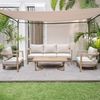 Sofa-Set, Couchtisch und 2 Sessel aus Aluminium in Beige und Natur, 39 x 39 x 46 cm Bild 3