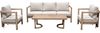 Sofa-Set, Couchtisch und 2 Sessel aus Aluminium in Beige und Natur, 39 x 39 x 46 cm Bild 2