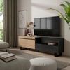 Skraut Home | TV-Schrank, Lowboard | für Wohnzimmer und Esszimmer | 200 x 57 x 35 cm | Für TV-Geräte bis zu 80" | Industriedesign | Moderner Stil | Eiche Schwarz Bild 2