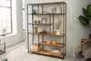 riess-ambiente Bücherregal SLIM LINE 185x135cm natur / schwarz, Einzelartikel 1-tlg, Wohnzimmer · Holzwerkstoff · Metall · mit Ablage · Industrial Bild 2