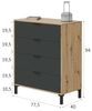 Dmora - Rochester-Kommode, Kommode mit 4 Schubladen, Kommode für das Schlafzimmer, moderne Kommode, 76x40h94 cm, geknotete Eiche und Anthrazit Bild 3