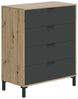Dmora - Rochester-Kommode, Kommode mit 4 Schubladen, Kommode für das Schlafzimmer, moderne Kommode, 76x40h94 cm, geknotete Eiche und Anthrazit Bild 2