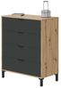 Dmora - Rochester-Kommode, Kommode mit 4 Schubladen, Kommode für das Schlafzimmer, moderne Kommode, 76x40h94 cm, geknotete Eiche und Anthrazit Bild 5
