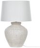 'Caine' Tischlampe mit Keramikfuß Creme 60 cm Steinoptik Langes Kabel mit Schalter Lampenschirm aus Baumwolle / Jute in Weiß Wohnzimmer Schlafzimmer Bild 4