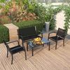 Mondeer Gartenmöbel 4er Set, Sitzgruppe im Garten und Balkon, Gartengarnitur mit DREI Stühlen und einem Glastisch, Schwarz Bild 2