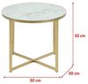Selsey BAKAR - Beistelltisch/Couchtisch im Glamour Stil, Marmoroptik mit Metallgestell in Gold, rund 50 cm Bild 3