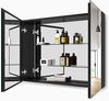 EMKE Badezimmerschrank 85 x 14,5 x 65 cm Spiegelschrank Bad mit Höhenverstellbarer Regalebene, Spiegelschrank mit Doppelseitiger Spiegel, Spiegelschrank mit unsichtbarem Griff und Softschalter (Schwarz) Bild 3