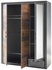 Kleiderschrank 3-türig mit Spiegel BERLIN-S-61 in Matera anthrazit/grau mit Old Mix Dekor, BxHxT ca. 150 x 201 x 60 cm Bild 2