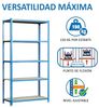 SimonRack Schwerlastregal, Lagerregal, 200 x 100 x 30 cm, Metallregal, Kellerregal, Biegestelle 150 kg, 5 Holzfachböden, Blau/Holz - Maderclick Bild 5