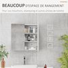 kleankin Wandschrank für Badezimmer, Aufbewahrungsschrank, 3 Ebenen, verstellbares Regal, 2 Türen und Spiegel, Hängeschrank, 60 x 15 x 60 cm, Weiß Bild 4