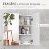kleankin Wandschrank für Badezimmer, Aufbewahrungsschrank, 3 Ebenen, verstellbares Regal, 2 Türen und Spiegel, Hängeschrank, 60 x 15 x 60 cm, Weiß Bild 5
