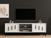 Hanah Home Modern White TV Stand, 160 cm, 100% Melamine Coated Particle Board, 18 mm Thick | Wall-Mountable, Multiple Shelves, Stylish & Functional Design Bild 2