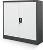Jan Nowak Kleiner Aktenschrank C001B Büroschrank mit Flügeltüren Metallschrank Lagerschrank Pulverbeschichtet Stahlblech Abschließbar 92,5 x 90 x 40 cm (H x B x T) (anthrazit/weiß) Bild 4