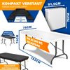 KESSER® Buffettisch Tisch klappbar Kunststoff 183x76 cm Campingtisch Partytisch Klapptisch Gartentisch für Garten, Terrasse und Balkon zusammenklappbar 8 Personen inkl. Tragegriff und Cover Weiß, 183cm Bild 2