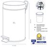 Kela 21888, Kosmetikeimer Impronta, Silent-Close-System, Edelstahl, 3 Liter, Matt Bild 3