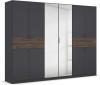 rauch Kleiderschrank, Drehtürenschrank TICAO, 10-türig, 2 Spiegeltüren, 2 Schubkästen, inkl. Türdämpferset, Grau metallic/Atlantik Oak dunkel, 271 x 210 x 54 cm