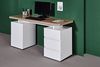 Amazon Marke - Movian Skadar - Schreibtisch mit 1 Tür und 3 Schubladen, 150 x 55 x 76 cm, Farbe: Riviera Eiche/Mattweiß Bild 2