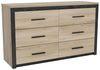 Demeyere Industrielle 6 Schubladen Schwarz 129,1 x 41,8 x 77,1 cm Kommode, Holzwerkstoff, Farbe: Eiche Kronberg und Grau Sidewalk Bild 1