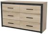Demeyere Industrielle 6 Schubladen Schwarz 129,1 x 41,8 x 77,1 cm Kommode, Holzwerkstoff, Farbe: Eiche Kronberg und Grau Sidewalk Bild 5