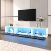 39F FURNITURE DREAM Modern High Gloss TV Cabinet with LED Lighting, Black and White Media Unit for 50 to 65 Inch TVs, 180 x 35 x 30 cm Bild 5