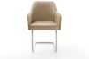 Freischwinger Greg-Flex Mikrofaser Beige Vintage Freischwinger rund Edelstahl Taschenfederkern Bild 4
