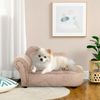 PawHut Tierbett Hundesessel mit Holzbeine, Hundbett mit Stauraum, Samt, Beige 80 x 40 x 46 cm Bild 2