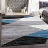 VIMODA Teppich Geometrisches Muster Meliert in Blau Grau Weiß Schwarz Kurzflor Wohnzimmer, Maße:160x220 cm Bild 2