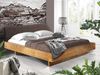 Möbel-Eins CURBY Balkenbett mit Polster-Kopfteil, Wangenfuß, Material Massivholz Vintage 140x200 cm Stoff Braun Bild 2