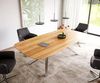 Esstisch Edge Boot 240x120x2,5-3 Eiche Natur Zenthara kantig Edelstahl Schweizer Kante Bild 3