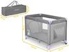 Ricokids Reisebett Baby Mit Matratze 125 x 65 x 78 cm Kinderreisebett Babybett Bis 15 kg 2 Räder Mit Bremsen Abnehmbarer Seiteneingang Transporttasche Faltbar Kompakt Hellgrau Lavendel Bild 3