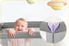 Ricokids Reisebett Baby Mit Matratze 125 x 65 x 78 cm Kinderreisebett Babybett Bis 15 kg 2 Räder Mit Bremsen Abnehmbarer Seiteneingang Transporttasche Faltbar Kompakt Hellgrau Lavendel Bild 4