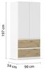 Rauch Möbel Costa, Kleiderschrank für Schlafzimmer, Kinderzimmer, Babyzimmer, Garderobe, Flur, 2-türig, 2 Schubladen, Push-to-Open, mit Zubehör Premium, Farbe Weiß, Breite 91 cm Bild 3