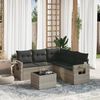 vidaXL 6-tlg. Garten-Sofagarnitur mit Kissen Hellgrau Poly Rattan 3252499 Bild 2