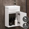 Planetmöbel Badmöbel Set Gäste WC Waschtischunterschrank Keramikwaschbecken Weiß Bild 2