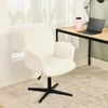 39F FURNITURE DREAM Ergonomischer Sessel, skandinavisch, um 360° drehbar, höhenverstellbar, Boucle-Stoff, weich, Weiß, 66 x 63 x 82-94 cm, Bouclette Bild 2