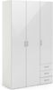 Dmora - Kleiderschrank 3 Türen Suzette, Schlafzimmermöbel, Schrank, Garderobe, 116x50 h200 cm, Weiß Bild 3