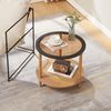 Beistelltisch Latama mit Glasplatte Ø51x45 cm Natur/Schwarz/Bronzeglas [en. casa] Bild 3