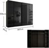Stella Trading MUFO Kleiderschrank mit Glastüren in Graphit - Vielseitiger Schwebetürenschrank 4-türig für Ihr Schlafzimmer - 267 x 226 x 61 cm (B/H/T) Bild 3