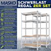 MASKO® 2er-Set Lagerregal Schwerlastregal, Kellerregal, 180 x 90 x 40 cm, bis 875 kg belastbar, 5 verstellbare Ablagen, MDF-Platten Regal aus Metall, Steckregal, Werkstattregal, Keller, Garage Silber Bild 2