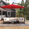 Songmics Sonnenschirm Mit Led-Solar-Beleuchtung, Ampelschirm 300 Cm, 32 Led-Lämpchen, Mit Ständer, Sonnenschutz Balkon, Balkonschirm, Upf 50 und mehr, Mit Kurbel, Für Terrasse, Garten, Rot Gpu018R01 Bild 3