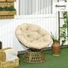 Outsunny Gartensessel Papasansessel (Rattan Sessel, 1-St, Korbsessel), Verstellbare Fußstütze 85 x 70 x 82 cm Khaki Bild 2