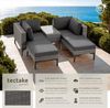 tectake Loungeset Rattan Lounge, (Set, 5-tlg), Stabiles Gestell aus leichtem und rostfreiem Aluminium Bild 2