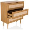hjh LIVING Kommode mit Rattangeflecht 80 x 40 x 90 cm BOHEO K Schrank mit 3 Schubladen, Schubladenkommode mit viel Stauraum, Eiche-Optik Bild 4