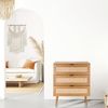 hjh LIVING Kommode mit Rattangeflecht 80 x 40 x 90 cm BOHEO K Schrank mit 3 Schubladen, Schubladenkommode mit viel Stauraum, Eiche-Optik Bild 2