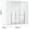 Rauch Möbel Alabama, Kleiderschrank, Garderobenschrank, 5-türig, Spiegel, Zubehör Basic, 3 Kleiderstangen, 6 Einlegeböden, Farbe Hochglanz Weiß/Weiß, Griff Grau metallic, 226 x 229 x 54 cm Bild 3