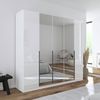Rauch Möbel Alabama, Kleiderschrank, Garderobenschrank, 5-türig, Spiegel, Zubehör Basic, 3 Kleiderstangen, 6 Einlegeböden, Farbe Hochglanz Weiß/Weiß, Griff Grau metallic, 226 x 229 x 54 cm Bild 2