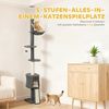 PawHut Kratzbaum mit Hängematte, Spielbällen, Höhenverstellbar, Dunkelgrau Bild 5
