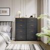 YITAHOME kommode , Schrank mit 8 Schubladen aus Stoff, Modernen Stil, Stabiler Metallrahmen, Holztischplatte, Aufbewahrungskommode für Schlafzimmer, Wohnzimmer, Flur, Dunkelgrau Bild 2