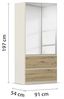 Rauch Möbel Costa, Kleiderschrank für Schlafzimmer, Kinderzimmer, Babyzimmer, Garderobe, 2-türig, Spiegel, 2 Schubladen, Push-to-Open, Zubehör Classic, Farbe Beige/Eiche Artisan, Holz, Breite 91 cm Bild 3