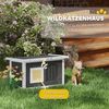 PawHut Tierhöhle Katzenhaus aus Holz Katzenhöhle mit Kratzmatte, Türklappe, für Indoor, Outdoor, 61 x 45 x 36,5 cm, Grau Bild 3